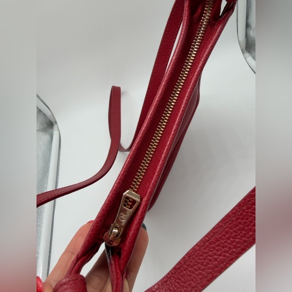 Longchamp Le Foulonné Cherry Red Leather Crossbody Bag - Like New - Picture 4 of 13